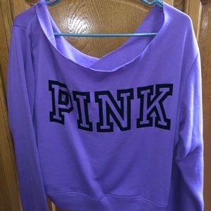 PINK -Victoria’s Secret Purple Cropped Sweatshirt Women’s Size Large